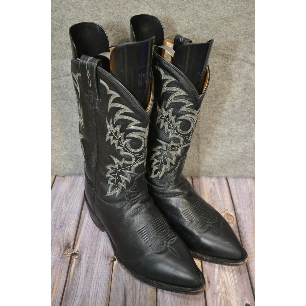 Tony Lama 7900 Boots Mens 10 EE‎ Black Leather Western Cowboy Pointed Toe USA